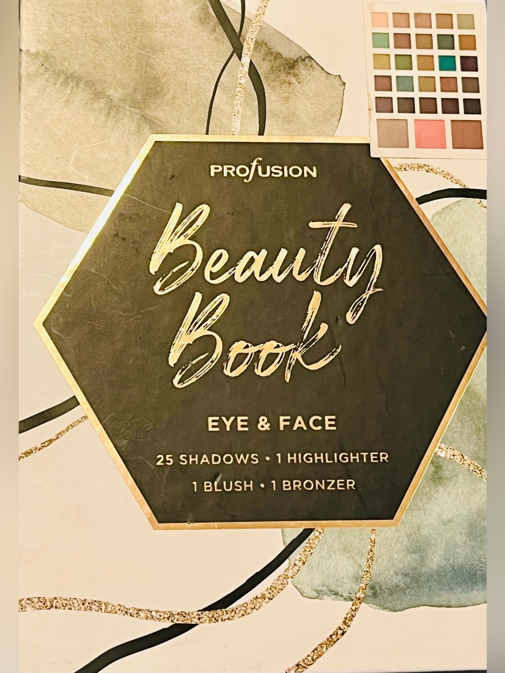 Profusion Cosmetics Beauty Book Eye & Face Palette - Black & Gold Accents NWOT